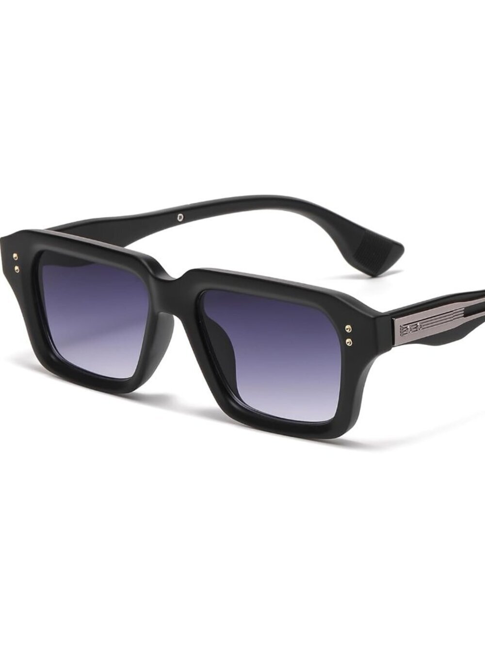 Retro Rectangle Matte Black Sunglasses Men Women Fashion Square Frame Shades